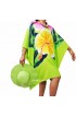 Poncho Top Dress Green Handpainting Flower Made In Bali